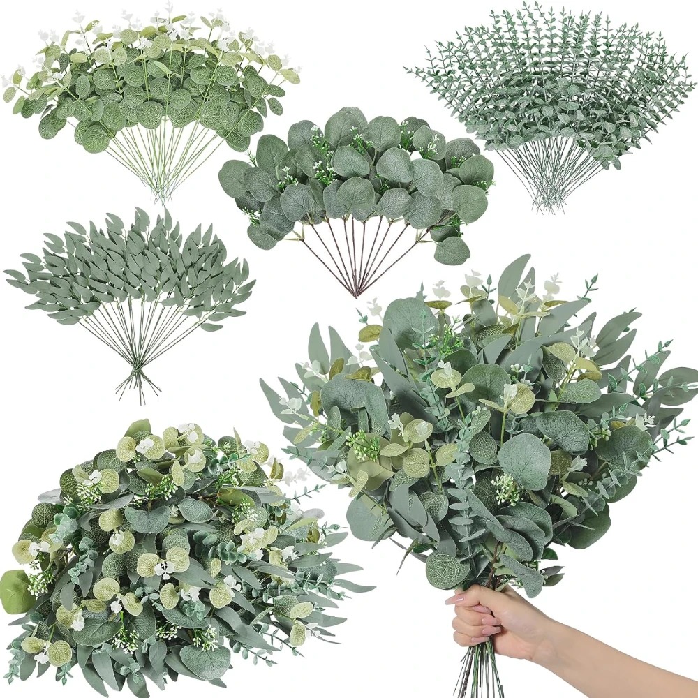 Florist Supply Bulk - 20 adet Okaliptüs Yaprakları Kaynaklanıyor Yapay