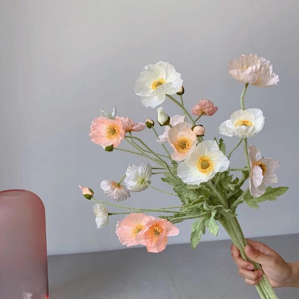 Florist Supply Bulk - Sahte haşhaş ipek çiçekler uzun kök